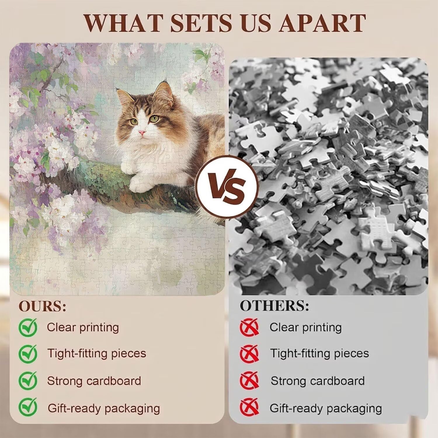 gatto Albero Puzzle 1500 Pezzi per Adulti, Puzzle in Legno - Collezione Classica con Poster Incluso - Sfida di Concentrazione e Passatempo Antistress, Gioco Educativo per Famiglia, 87 x 57 cm f0-716