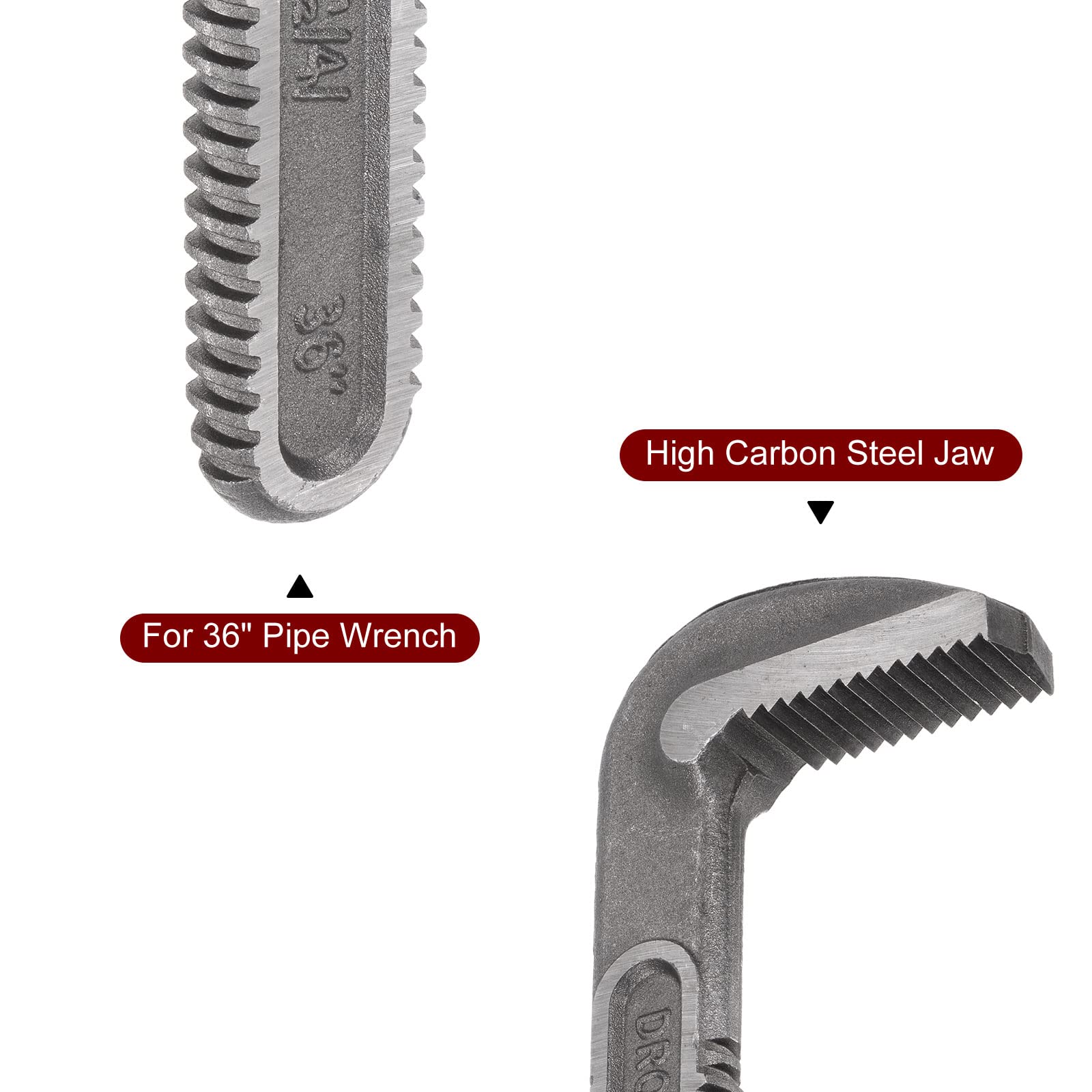 sourcing map Tubo Llave Gancho Mandíbula 36" Plomería Llave Reemplazo Mandíbulas Alto Carbono Acero