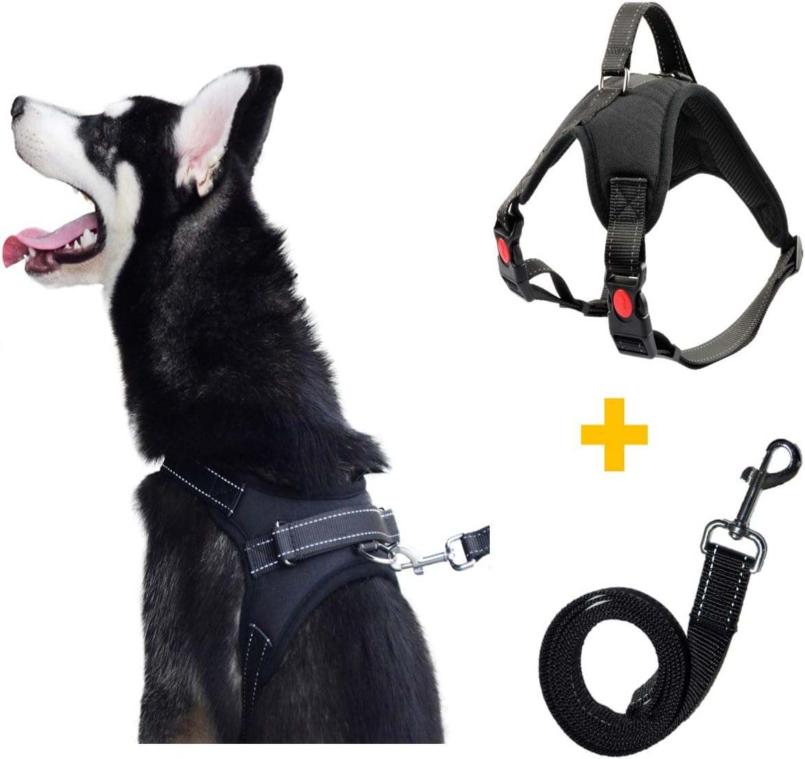 Pawya Dog Harness and Leash Set Heavy Duty No Pull Adjustable 3M Reflective Oxford Material Vest Harness Easy Control for Large Medium…