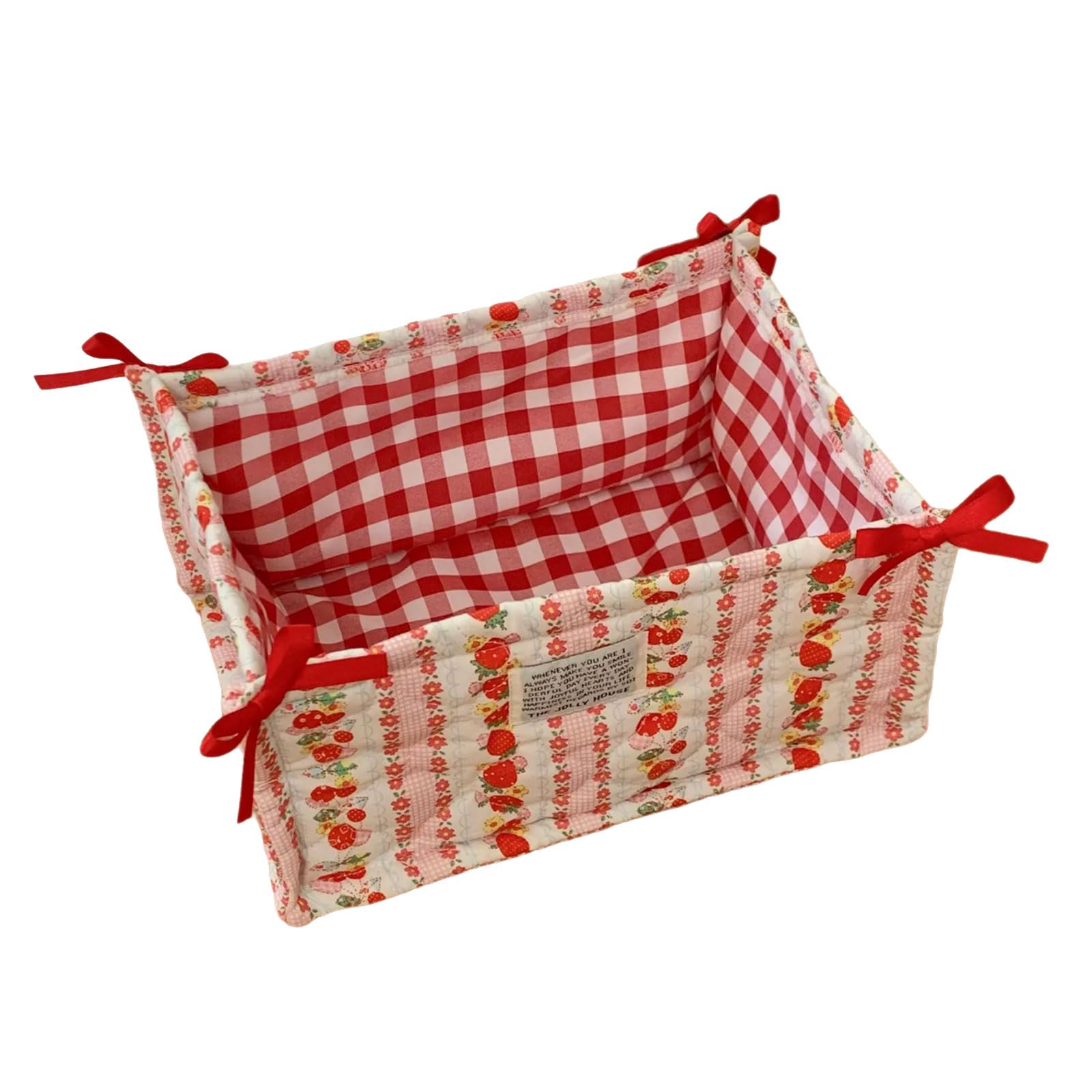 Quilted Fabric Desktop Organizers Basket for Neat and Tidying Storage of Small Items and Accessories Fabric Basket