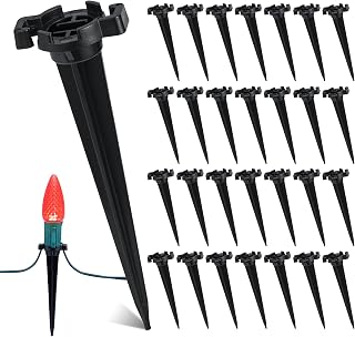 Plastic Light Stakes, 100-Pack 4.5 inch Christmas Yard Stakes for C7 C9 Christmas Lights Outdoor, Ground Spikes Stakes for Outdoor Christmas Lights Use on Garden Patio Path Driveway Walkway