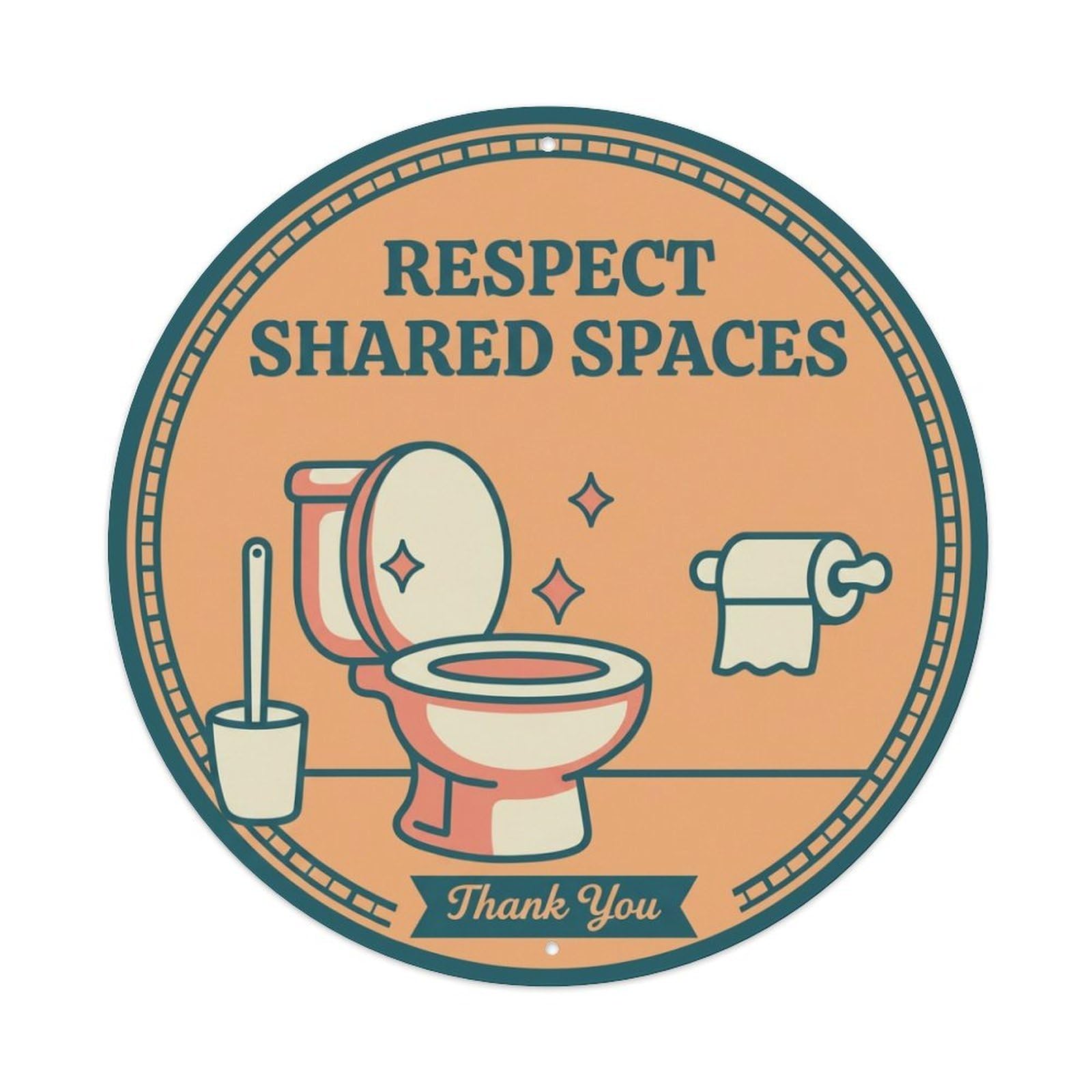 Toilet Clean Bathroom Reminder Respect Shared Spaces Metal Tin Sign