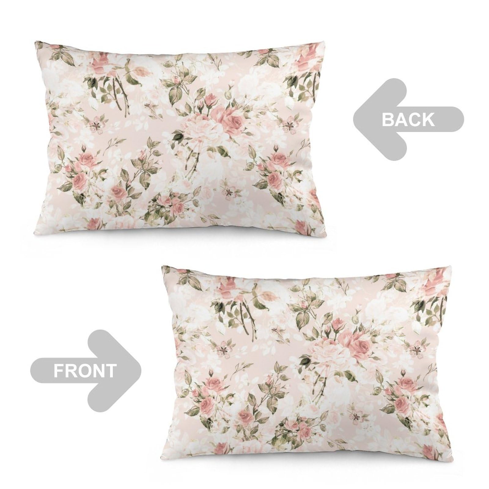WEIANG Federa per cuscino in stile retrò europeo con fiori e rose, double-face, misura grande, 50 x 50 cm (02