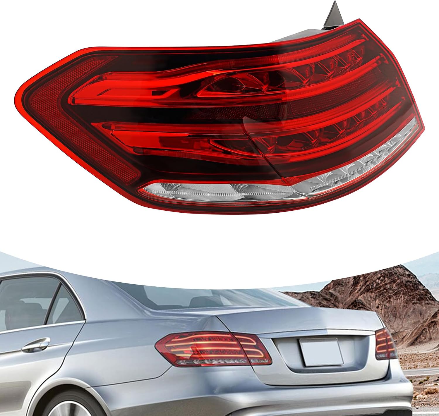 Left LED Tail Light Assembly for 2014-2016 Mercedes-Benz E-Class W212 S212 4-Door Sedan, Rear Driver Side Tail Lamp with Brake Turn Signal Reverse Light, Replaces 2129060757