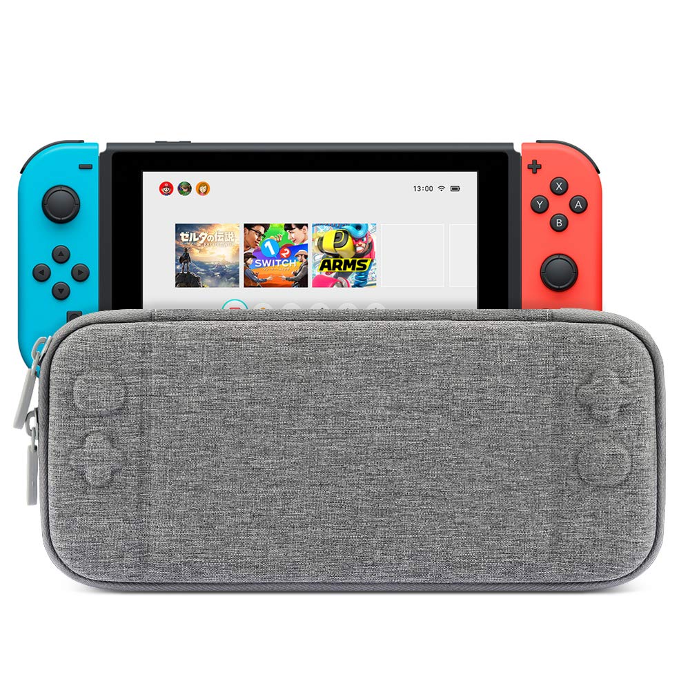 Nintendo Switch Carrying Case,Vegkey Best Hard Shell Pouch for Nintendo Switch Console and Accessories,Protective Travel Case Bag with 10 Game Card Slots-Gray