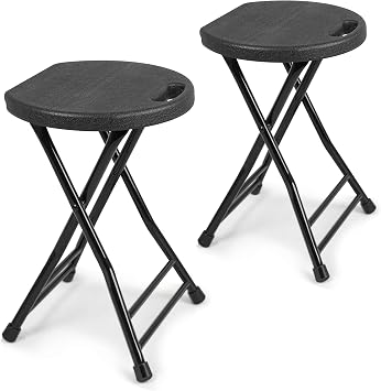 COOZMENT Folding Stool with Handle, Folding Chair,Folding Bar Stool with Non-Slip Feet,Indoor and Outdoor Foldable Stool for Adults13"11.5"18"