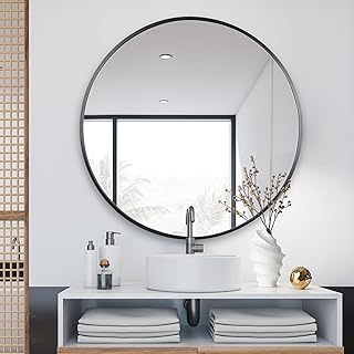 ZENY 36 Inch Round Wall Mirror, Black Frame Bathroom Mirror for Wall, La...