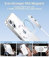 Vista 2 de JUESHITUO Funda para iPhone 16 con protección de pantalla 2X [protector de lente integrado] [imanes N56 más fuertes] [no amarillento] compatible