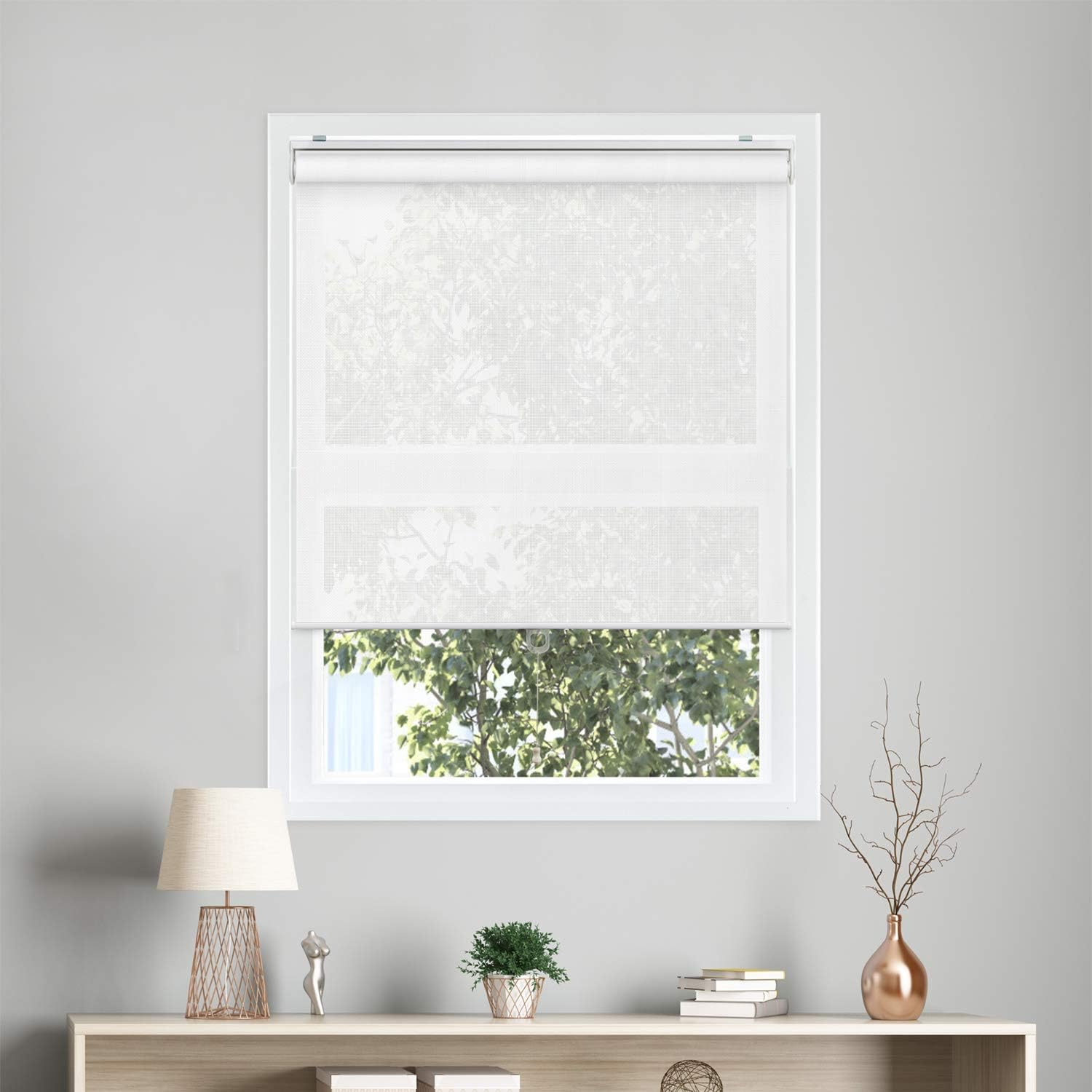 CHICOLOGY Cordless Roller Shades Snap-N'-Glide Perfect for Living Room/Bedroom/Nursery/Office and More, 31" W X 72" H, View-Tiful White (Solar): Home & Kitchen