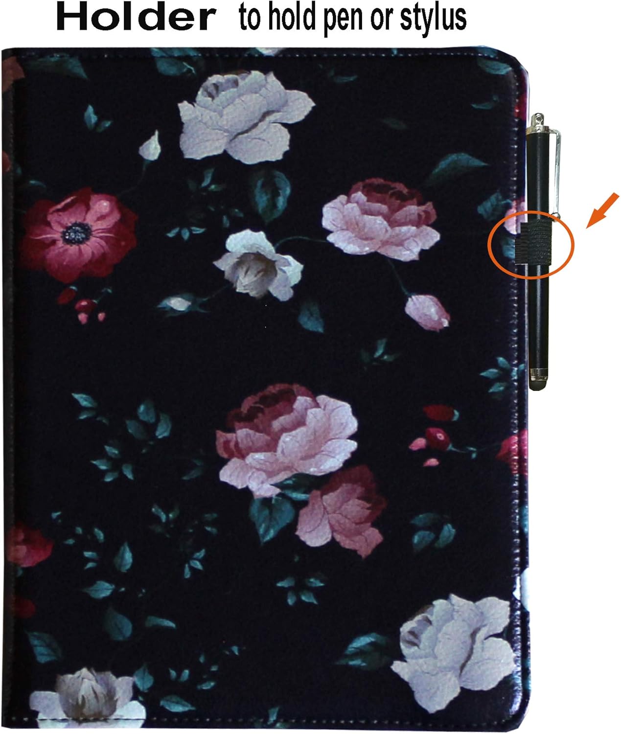 Case for 2019 iPad 10.2 inch, for iPad 7th Generation, Rotating Stand Smart Magnetic Auto Wake Up/Sleep Cover for Model A2197 A2200 A2198 A2199 MW792LL/A MW742LL/A MW772LL/A (Flower Black)