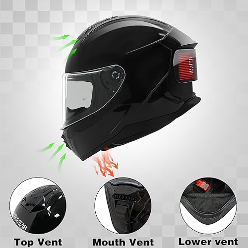 Miniatura 6 de Full Face Motorcycle Helmet - DOT Approved, App Programmable Rear Display, USB Charging, Adult Dirt Bike Helmet for Men & Women