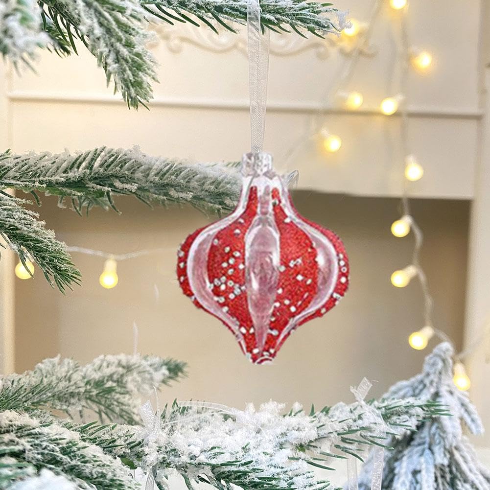 Set Di 9 Palline Di Natale Glitterate Infrangibili, Rosse – Decorazioni Luminose Per Albero E Casa