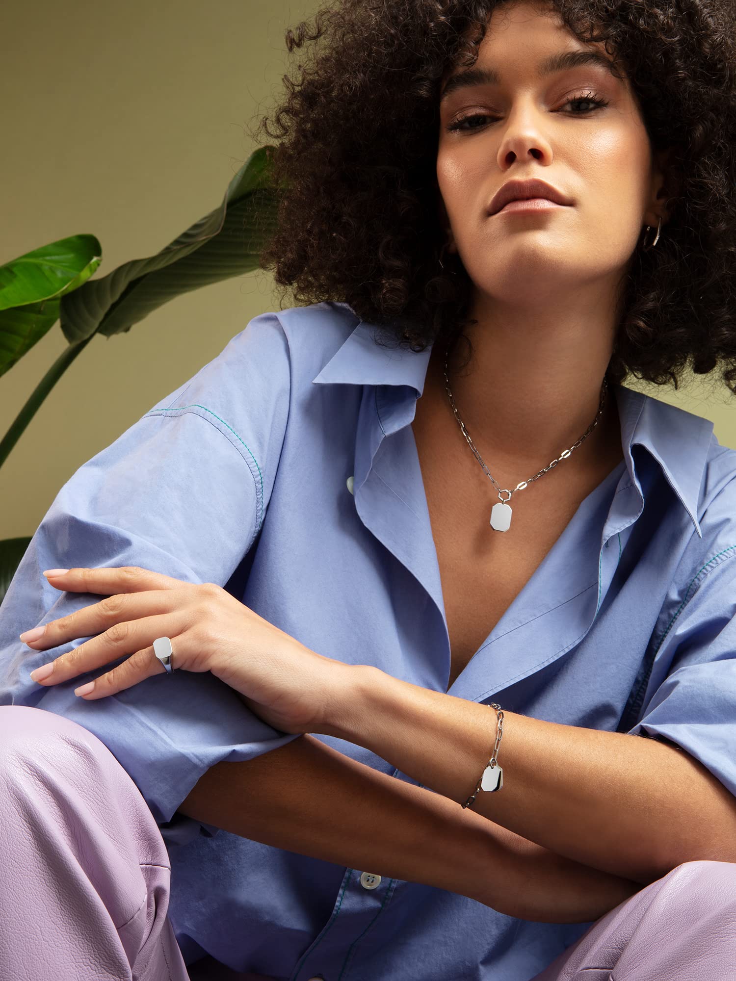 Breil, Anello Collezione Private Code, Anello Chevalier in Acciaio Lucido con Elemento Personalizzabile in Acciaio, Design Elegante e Discreto