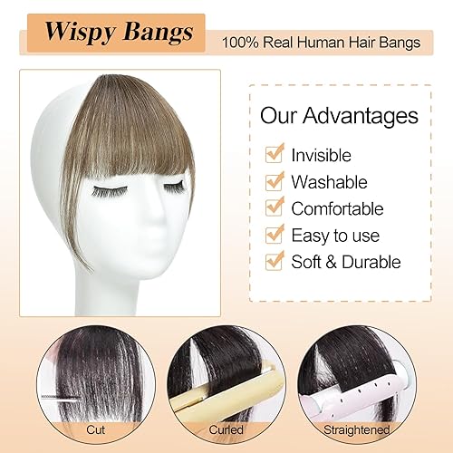 Miniatura 2 de Extensiones de cabello humano 100 % real, flequillo falso con flequillo, flequillo con sienes, extensiones de cabello para mujer, uso diario