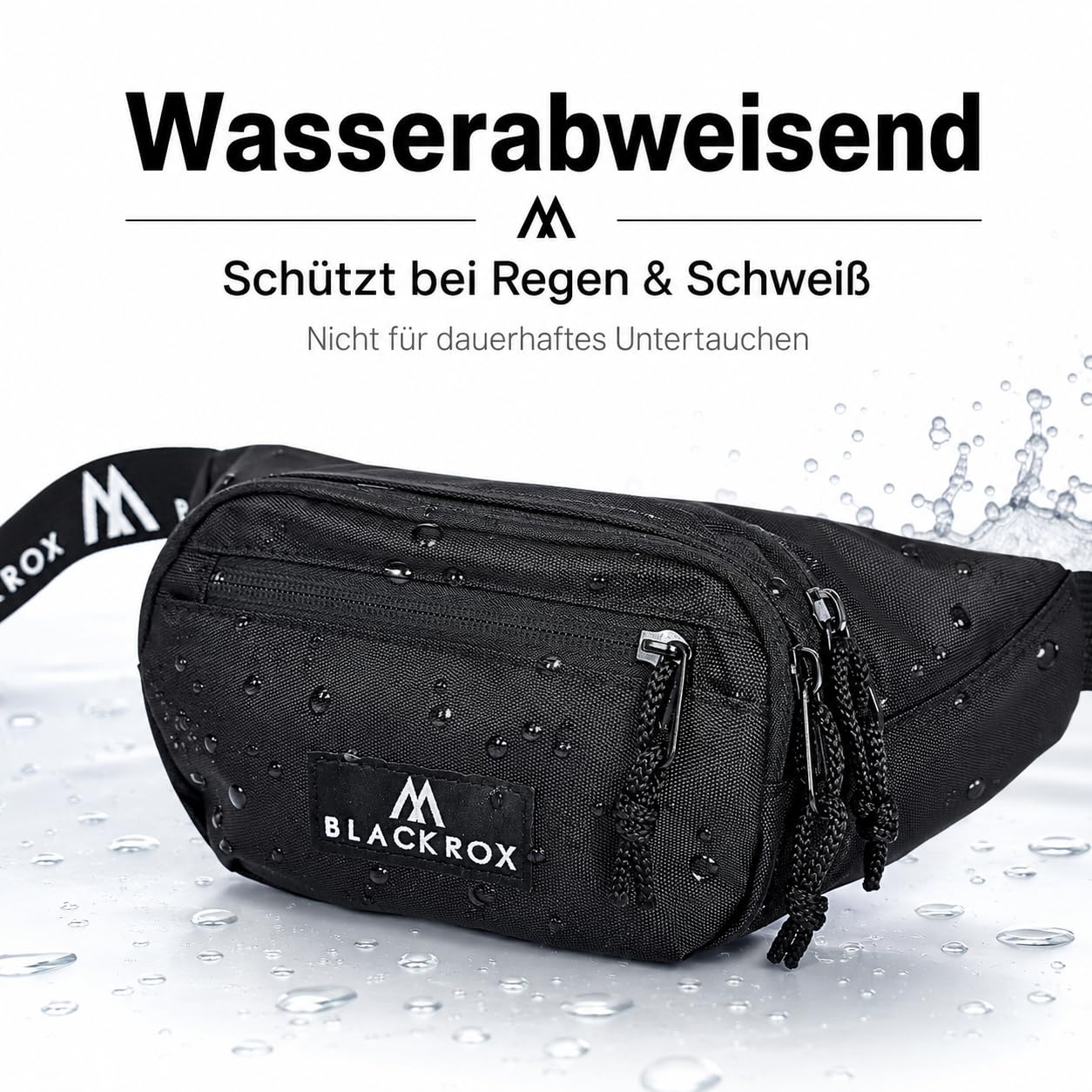BLACKROX Gürteltasche Bauchtasche Unisex Hüfttasche, Geldgürtel, Sport & Fitness Damen & Herren, Wasserdicht Sporttasche, Outdoor, Laufgürtel, Waist Bag, Wandern,Reisen Schwarz