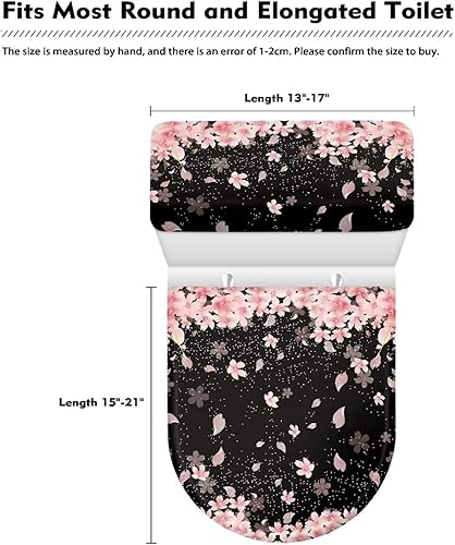 Miniatura 5 de Gomyblomy Funda de inodoro con diseño de flores de cerezo, protector de asiento de inodoro de moda para mujer, cubierta universal para tanque de