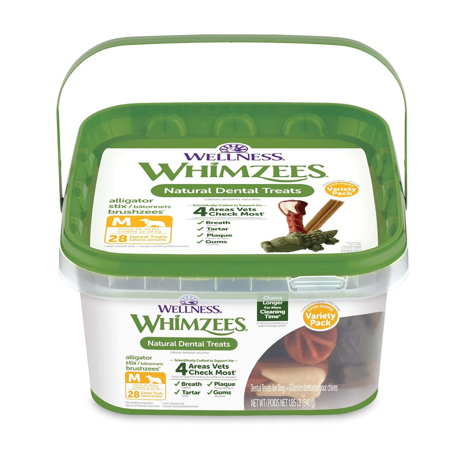 Whimzees Wellness Variety Pack Dog Dental Treats Medium Size 28 Count