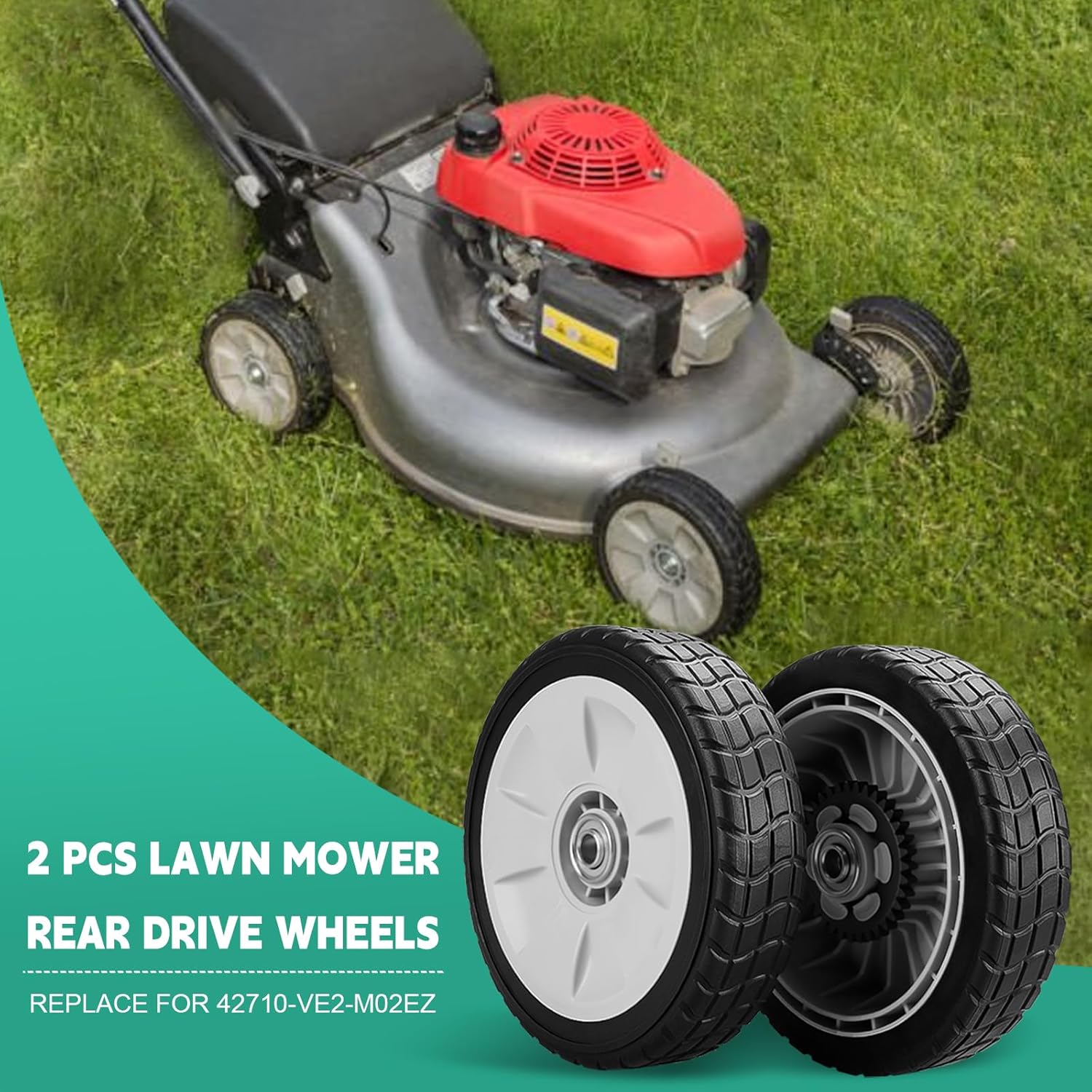 42710-VE2-M00ZE Lawn Mower Rear Drive Wheel 8" Wheel Assebmly Compatible with Honda HRR216 HRS216 HRT216 Walk Behind Lawn Mower (2 Pack)
