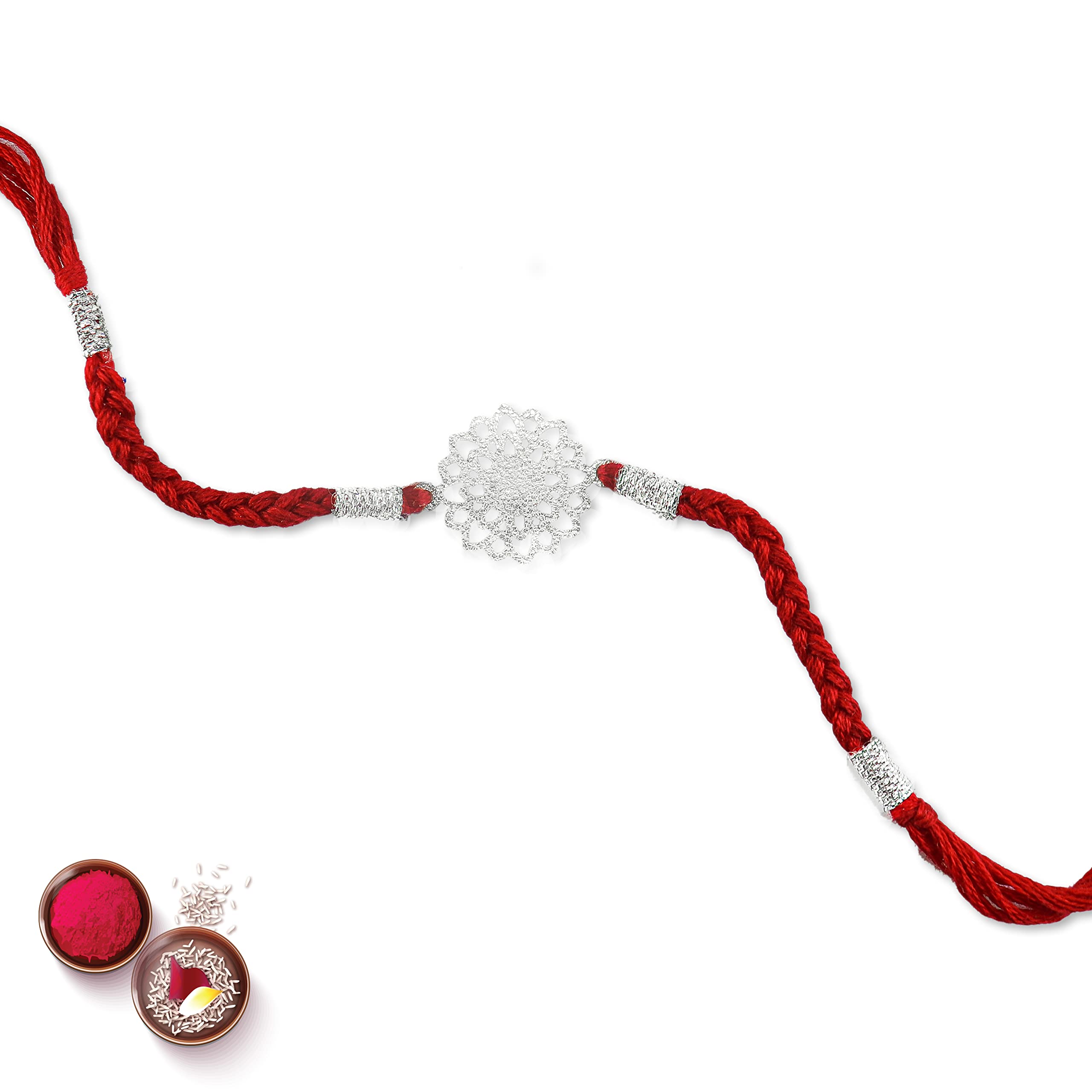 Laxmi Jewellers Pure 925 Silver Lotus Rakhi For Rakshabandhan | Stylish Silver Lotus Rakhi For Brother With Roli (KumKum) Chawal (B0B6RMK24W) Amazon Price History, Amazon Price Tracker