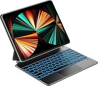 Typecase Keyboard for iPad Pro 12.9 inch, 2021 5th 2020 4th 2018 3rd Generation, Keyboard Case with Touchpad-10 Colors Backlit, Wireless Keyboard for iPad Pro 12.9 Slim Rugged Folio Cover (Black)