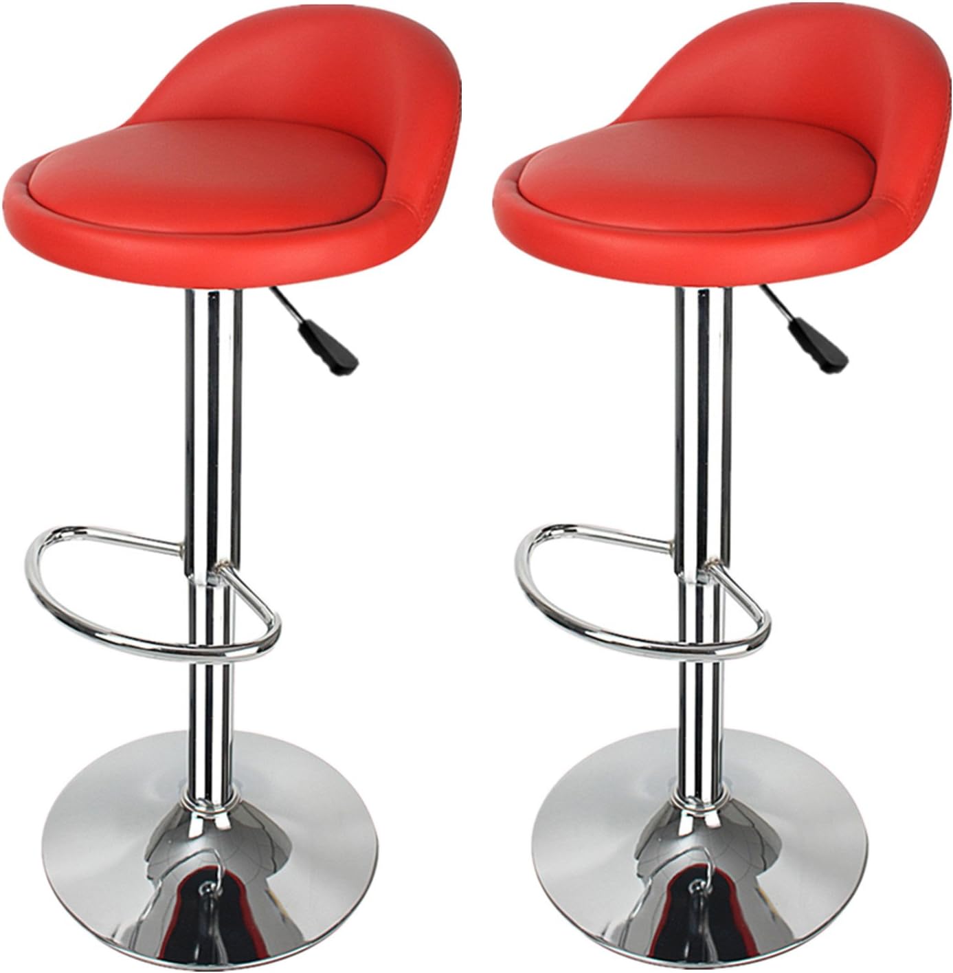 Red Breakfast Bar Stools OiCDi Kitchen Stools adjustable swivel gas lift, chrome footrest faux leather bar chair for Breakfast Bar, Counter, Kitchen, Living rooms, Coffee shops, Markets