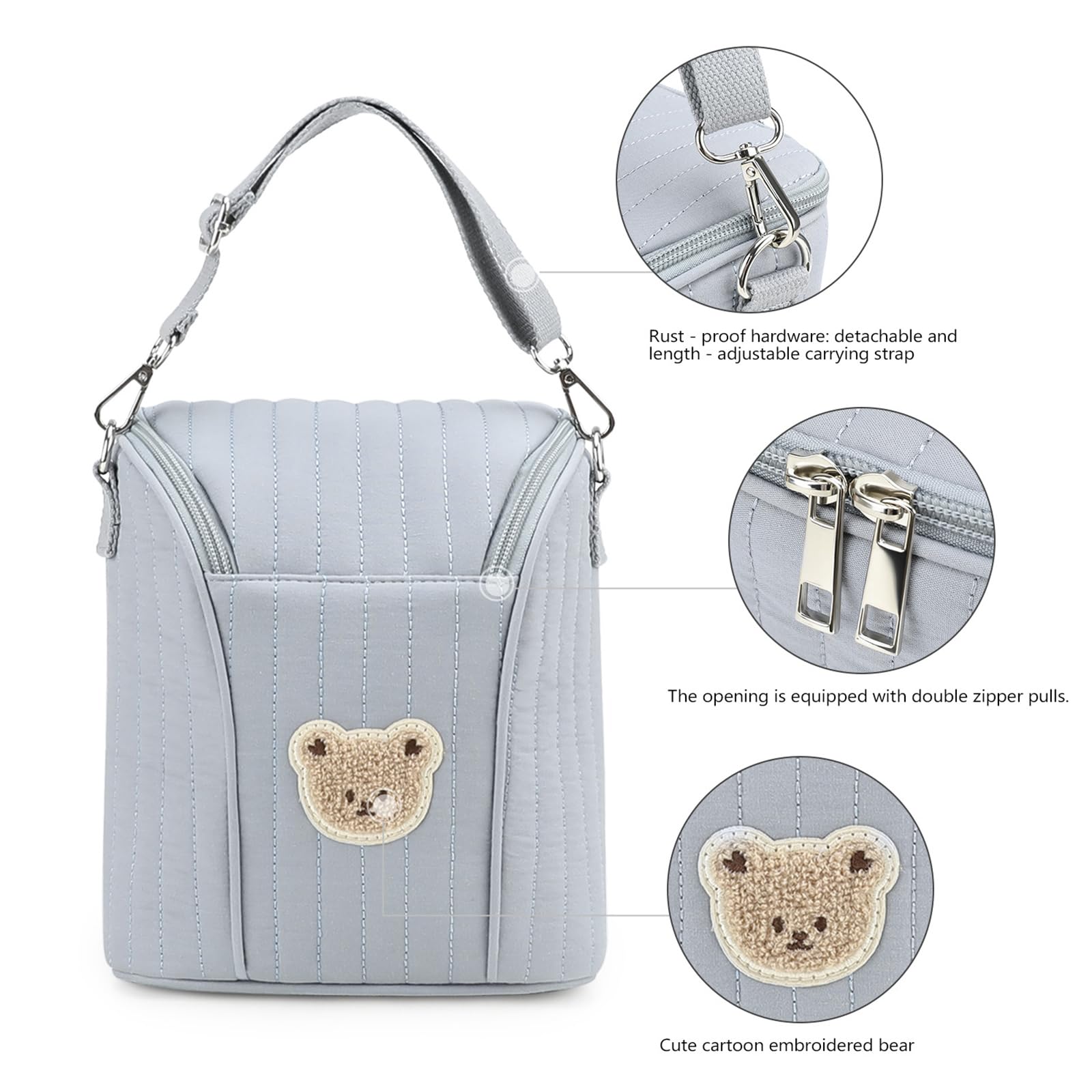 Baby - Bolsa isotérmica reutilizable para Biberón y Leche Maternal Bolsa de almacenamiento portátil para viaje, Azul+5+6, M, Bolsa de almacenamiento