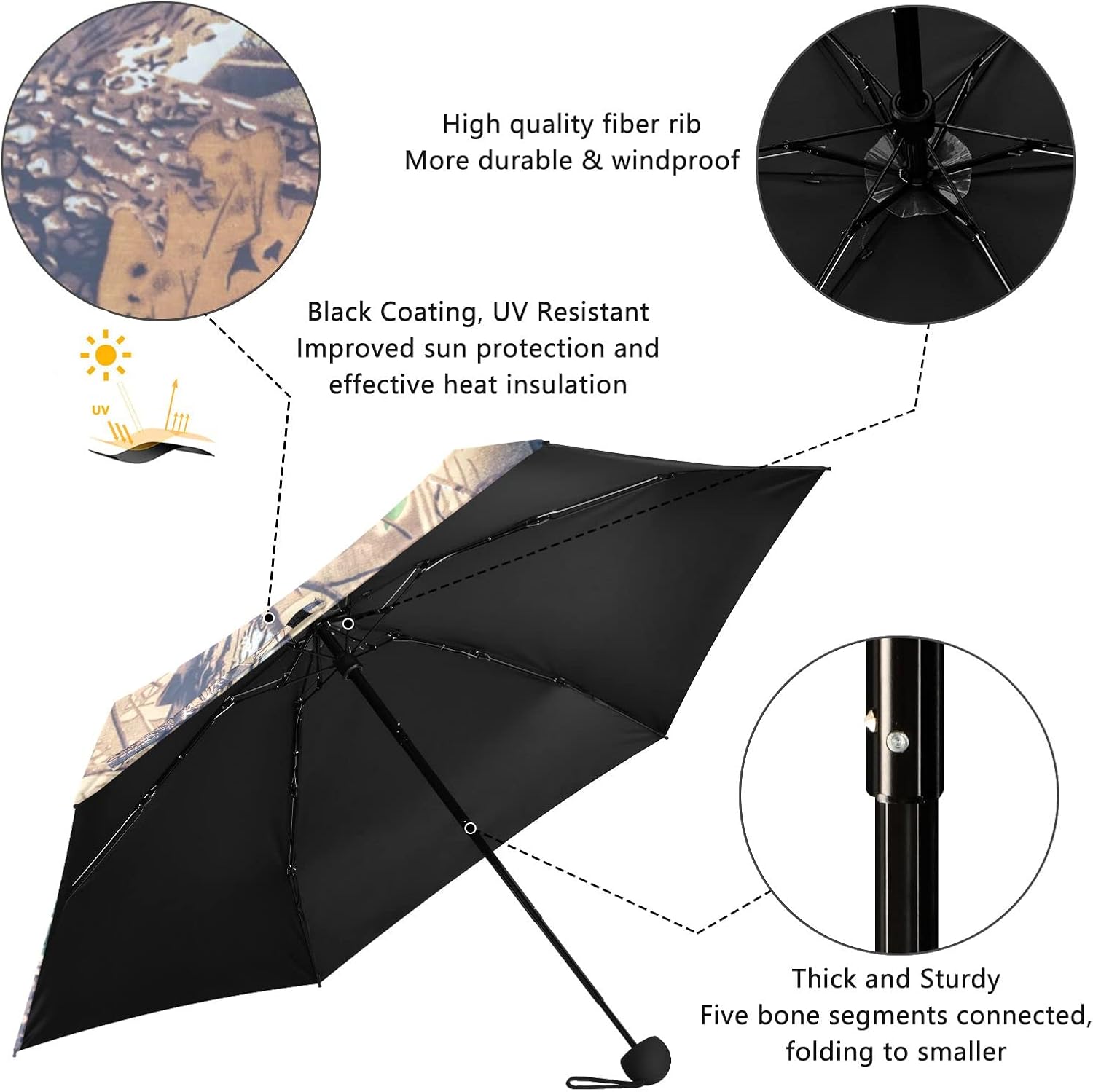 MRMIAN Military Camouflage Camo Forest Folding Umbrella for Rain Sun Travel Mini Lightweight Compact Umbrellas - Image 4