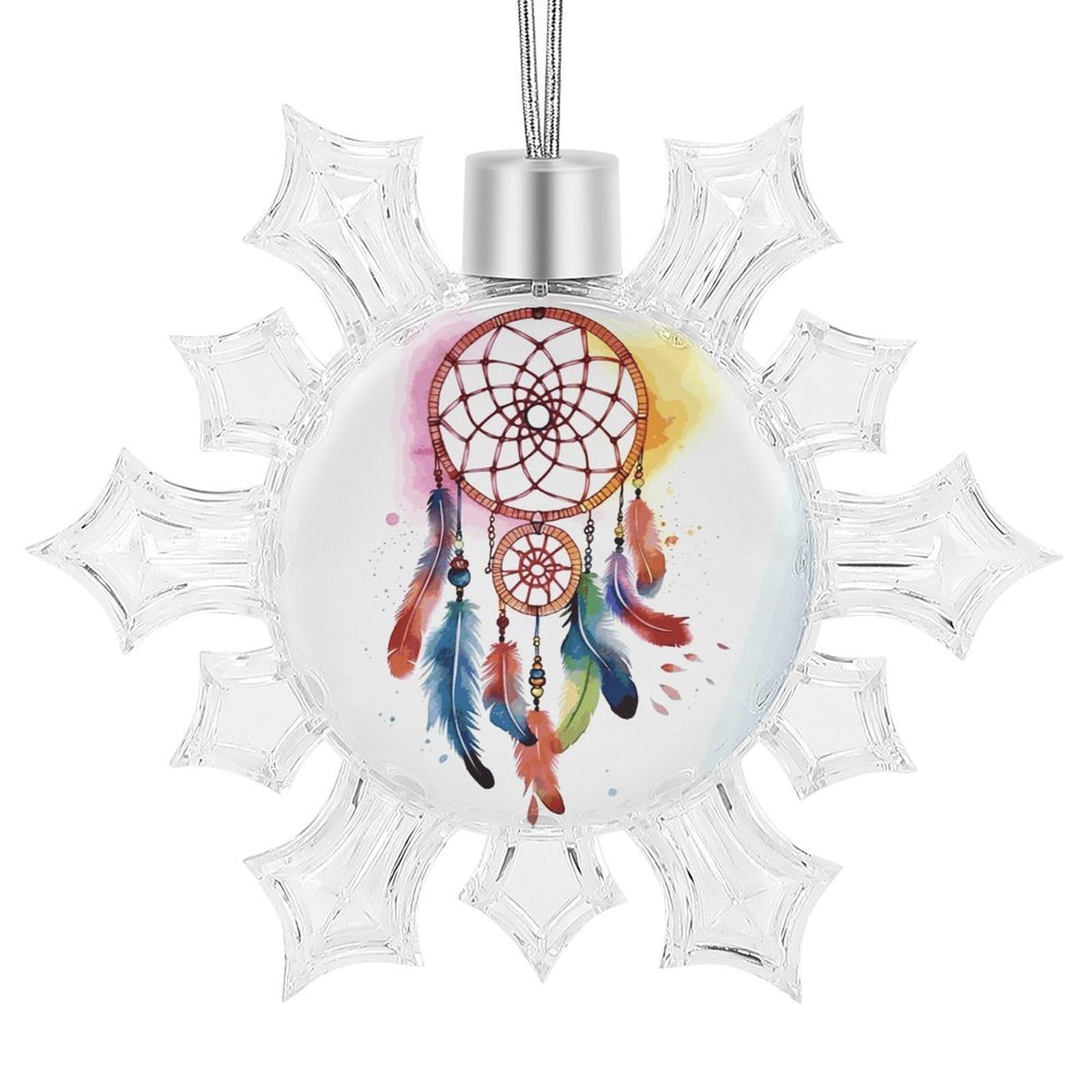 Watercolor Dream Catcher Snowflake Decorations,Christmas Decorations，Christmas Indoor Winter Wonderland Decor，Hanging Ornaments for Xmas Tree Winter New Year Party Supplies
