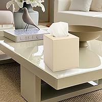 Vista 2 de Sumnacon Funda de Caja de Paños Cuadrada Elegante Caja de Paños con Base Magnética de PU, Funda de Paños de Cuero en Cubo para Sala de Estar, Baño