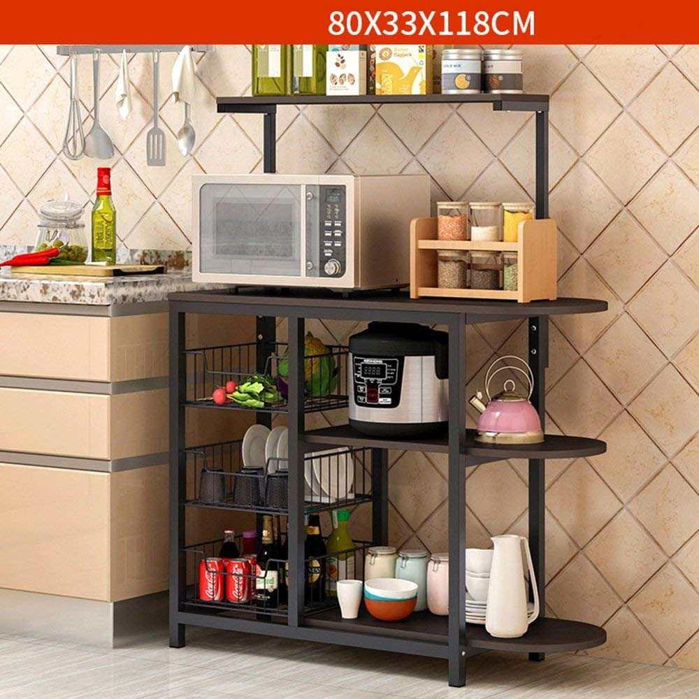 MU Estanterías para el hogar Estanterías Bastidores de Cocina Bastidores de Rack de Almacenamiento multifuncionales,Negro,B