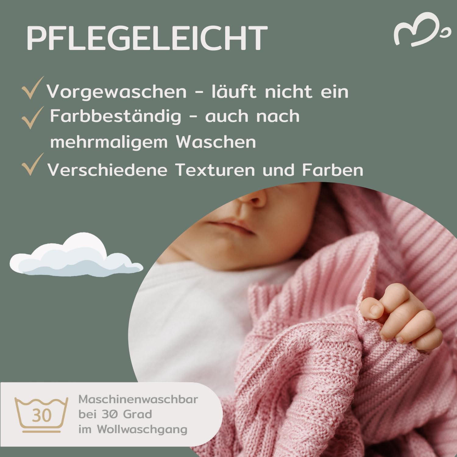 Kocyk niemowlęcy z wełny w 100% z wełny merynosów – koc do przytulania dla niemowląt 75 x 100 cm – koc wełniany, na wózek dziecięcy, prezent z okazji narodzin dziewczynki, obowiązkowe