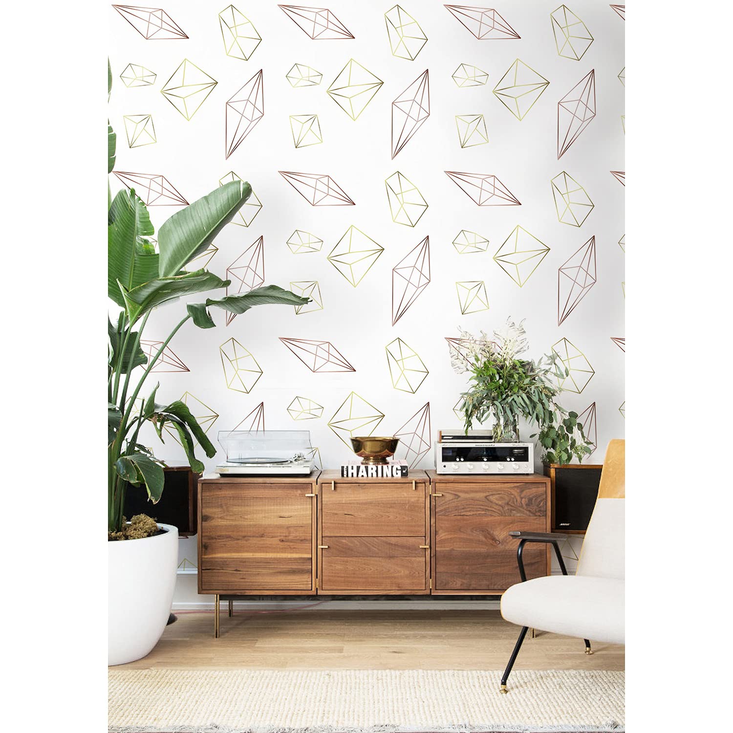 Papier peint de luxe minimaliste Coloray motif polygonal pour salon élégant