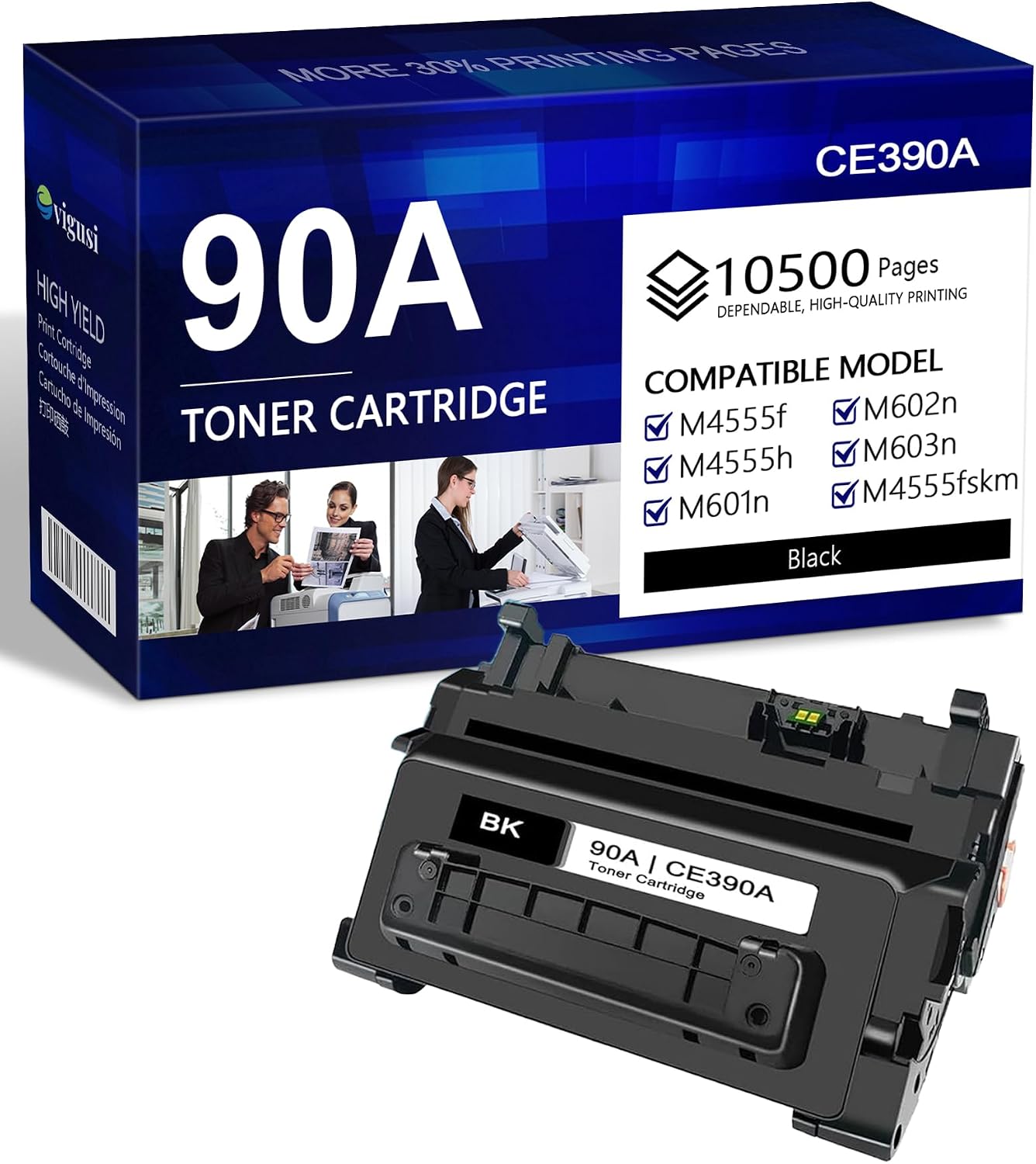 90A Black Toner Cartridge 1-Pack Replacement for HP 90A Toner Cartridge Work for Enterprise 600 M602, M603 Series; Enterprise M4555 MFP Series | CE390A