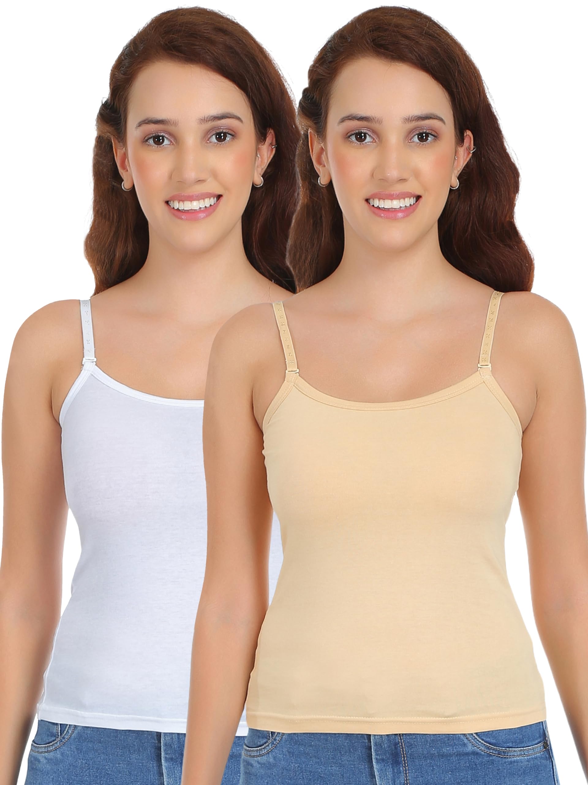 selfcare Womens Self Design Solid Cotton Spaghetti Camisole -P2-picture-12
