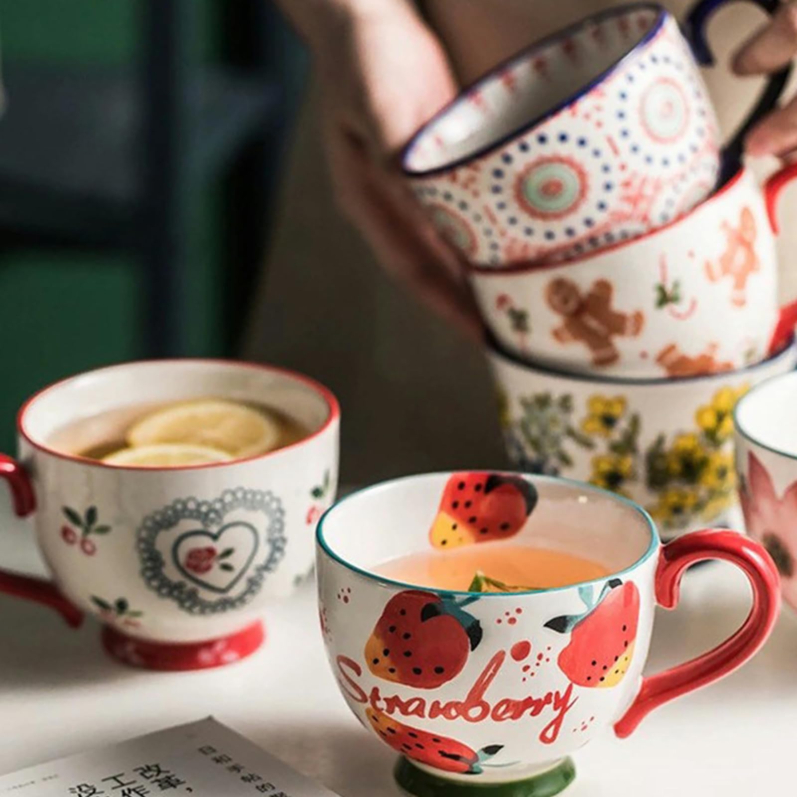 440ml Keramiktasse Handbemalt - Mikrowellengeeignet Cookie Mann