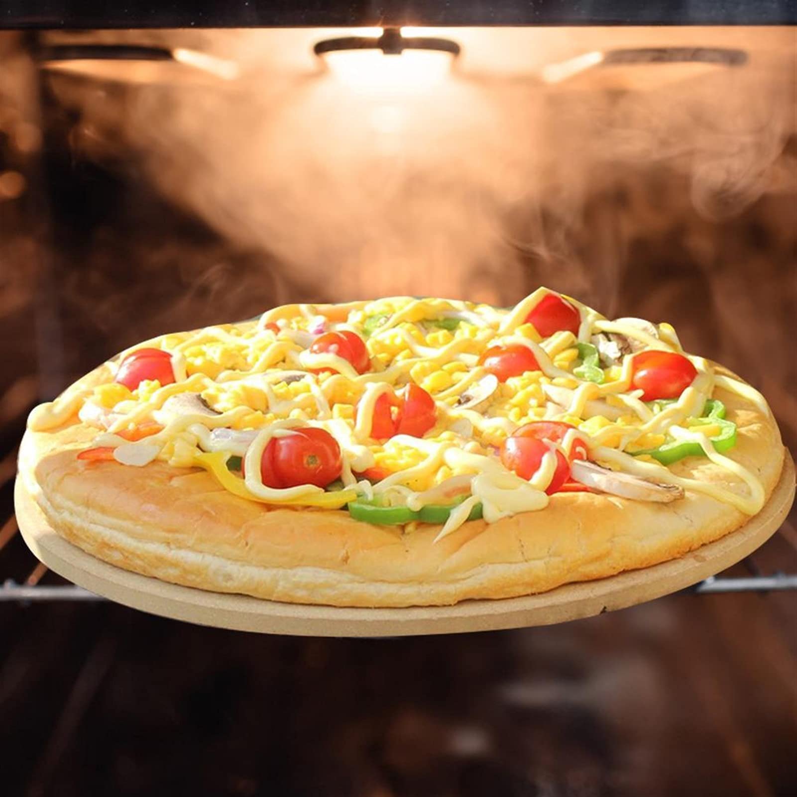 Teglia Per Pizza,Teglia Pizza Cordierite 33cm rotondo pizza da forno vassoio antiaderente antiaderente resistente al calore pizza panoramica per casa ristorante barbecue