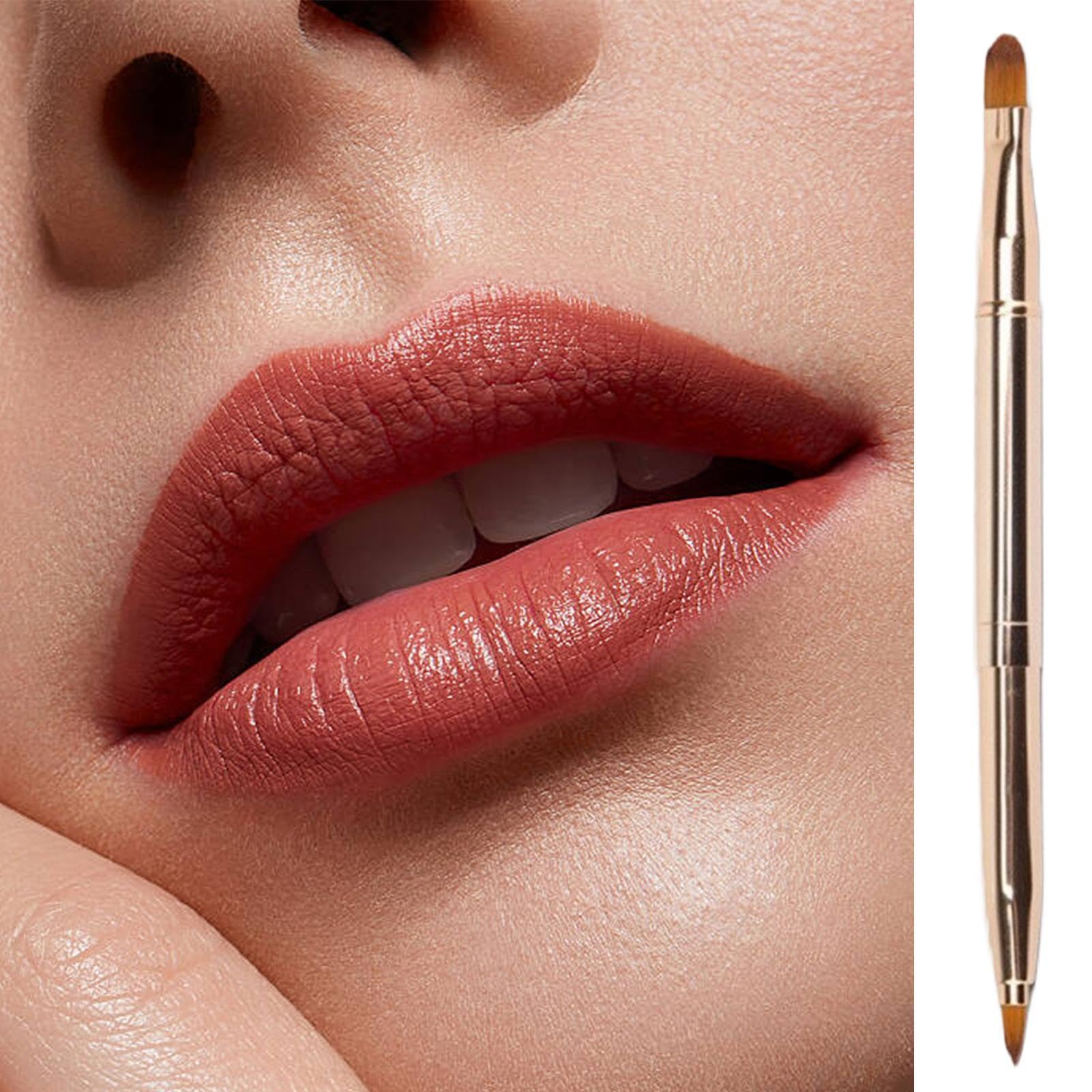 Pennello per labbra a doppia estremità, applicatore retrattile per trucco, labbra e rossetto, strumento di miscelazione con tappo per lucida, ombretto, pennello cosmetico multiuso per kit