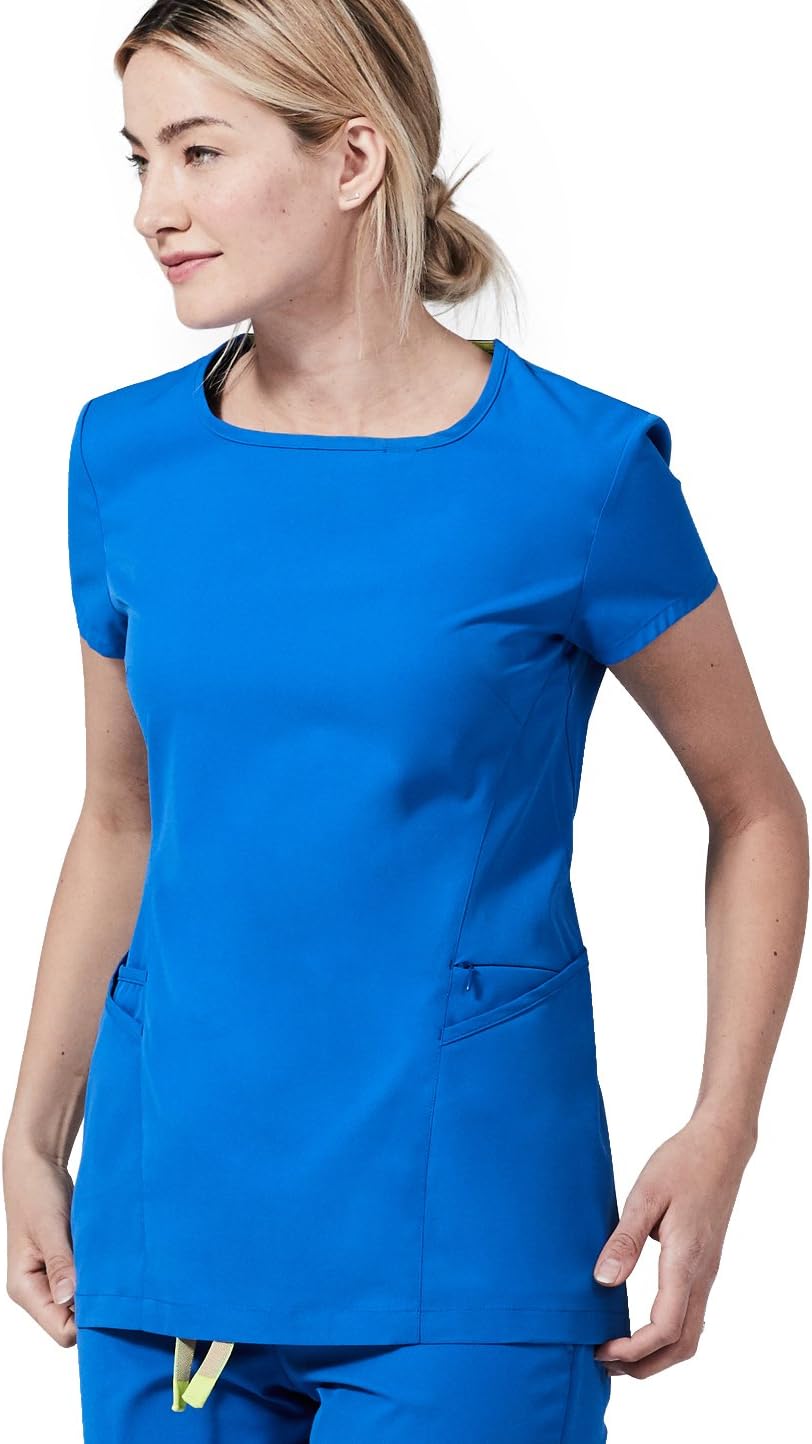 Medelita Women’s Nursing Medical Scrubs Top | Horizon | Stretch, with 4 Pockets