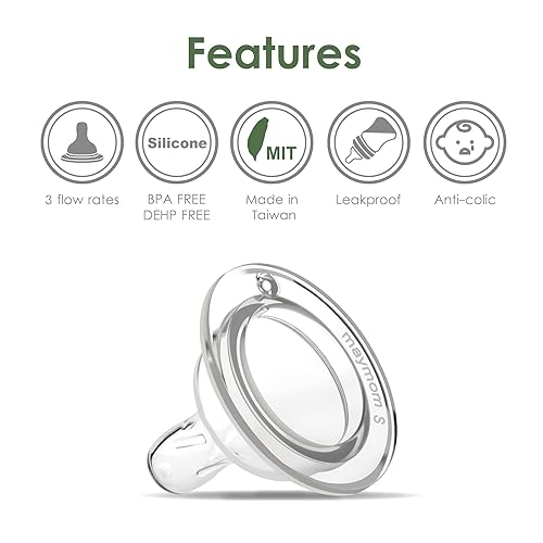 Miniatura 3 de Maymom Pezón de silicona de flujo lento, 4 piezas compatible con botellas SpectraMotif LunaMaymom Widemouth