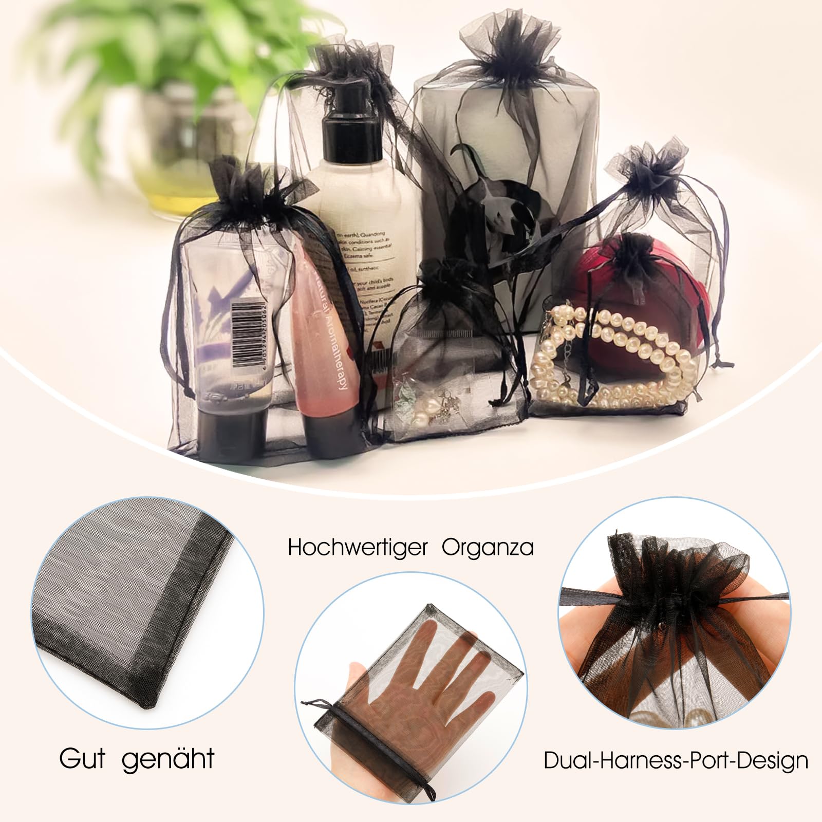 jijAcraft Bolsas de Organza Bolsas de Organza Doradas para Bodas 10 * 15 cm, 50 Piezas con cordón, Bolsas de joyería para Regalo de Dulces, Bolsas de Regalo para Bodas