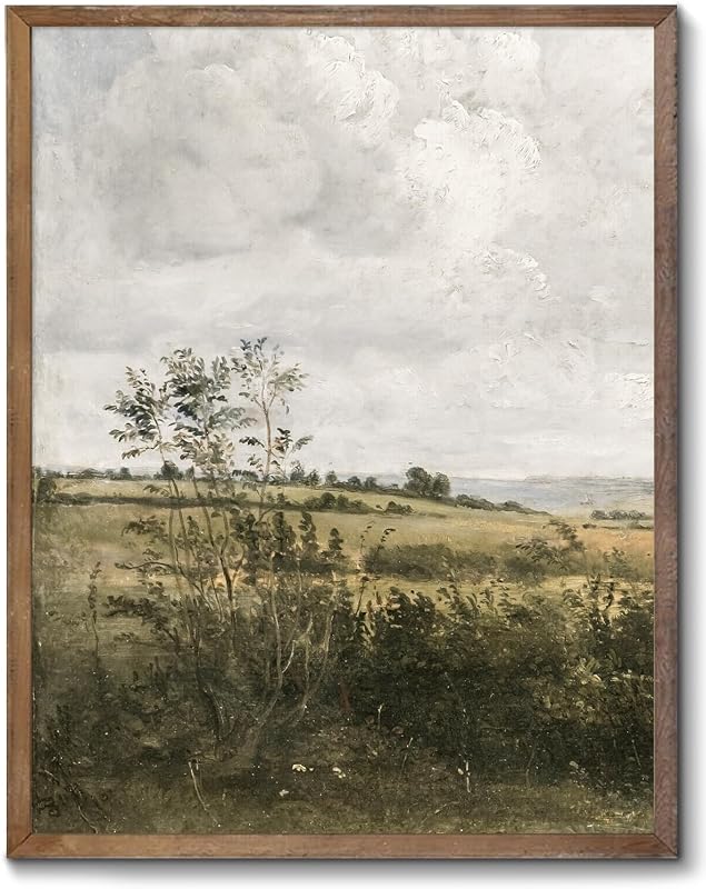 RETRART Quadro Decorativo de Paisagem Campestre com Flores Silvestres, Tela Fosca Retangular sem Moldura, 40,64 x 30,48 cm