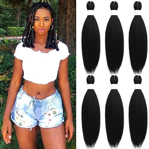 Cabello trenzado Kanekalo preestirado 1B sin nudos, preestirado, 16 pulgadas, extensiones de cabello de colores para trenzar, micro trenzas Cabello