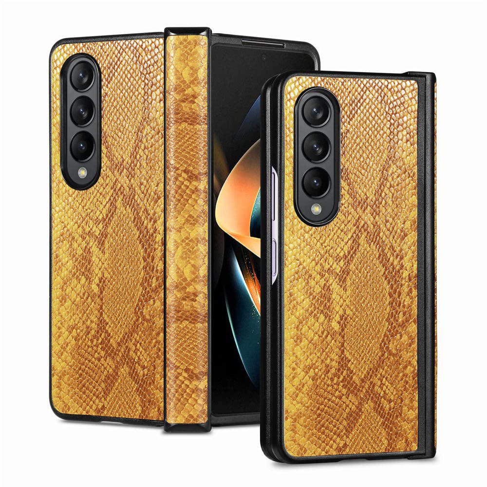 Coque Samsung Galaxy Z Fold 4 motif python jaune luxe et protection intégrale - 8