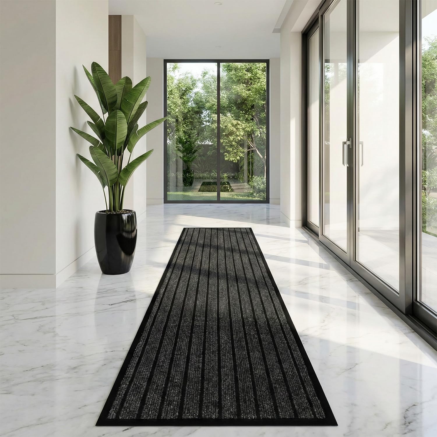 Cozy Haven Rubber Runner Rug โ Outdoor & Indoor Heavy Duty Washable Non-Slip Runner Rug for Kitchen Garden, Inside & Outside Floor Mats, Waterproof and Dirt Trapper Entrance Rug (60x180 cm, Black 2) โ image 1