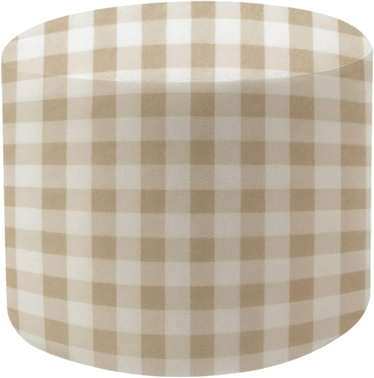 Round Pouf Ottoman Beige Gingham Seamless Pastel Check Plaid Beige White for Foot Stool Foot Rest Floor Stool Bean Bag Chair Cotton Linen Removable Indoor Outdoor for Living Room Bedroom
