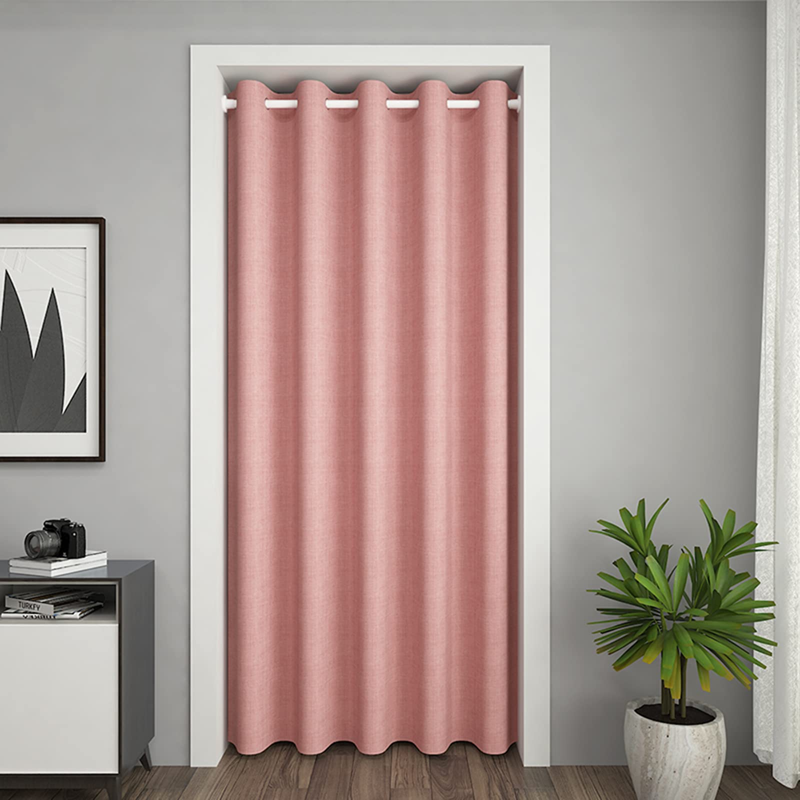 LZYCL Noise Reduce,Thermal Insulated,Windproof,Energy Efficient,Partition Curtain,Soft Door Curtain Panel,Blackout Curtain,Decorative Doorway Curtain-Pink (w) 120cm x (h) 180cm,For 55-80cm door width