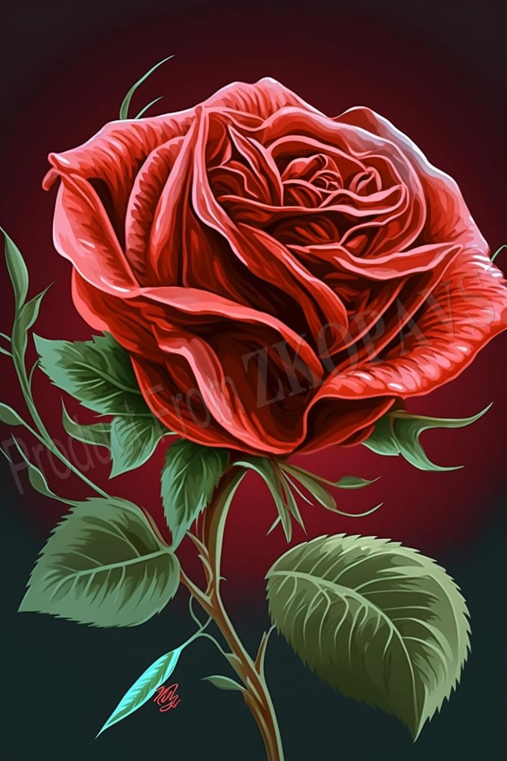 ZKOPAVS Diamond Painting Kits for Adults - Red Rose Diamond Art Kits for Kids Full Drill Crystal Rhinestone Arts and Crafts 20x24 Inch