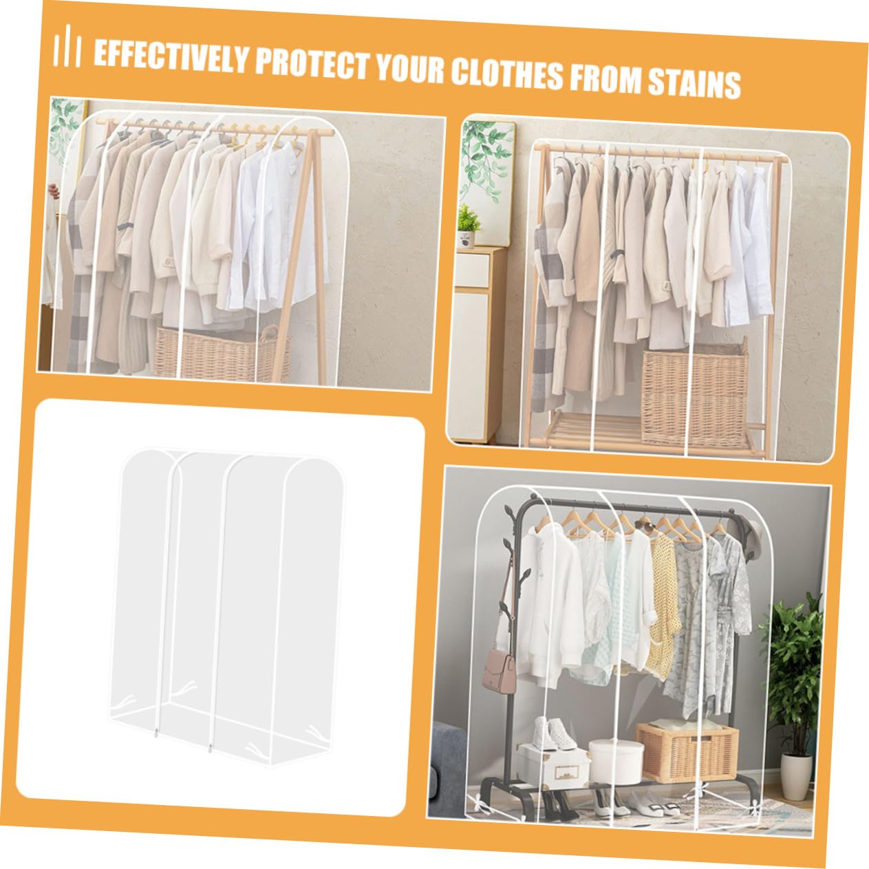 ERINGOGO Funda Transparente para Perchero Protector de Ropa Funda para Ropa para Perchero Colgante Material Resistente Uso Armario