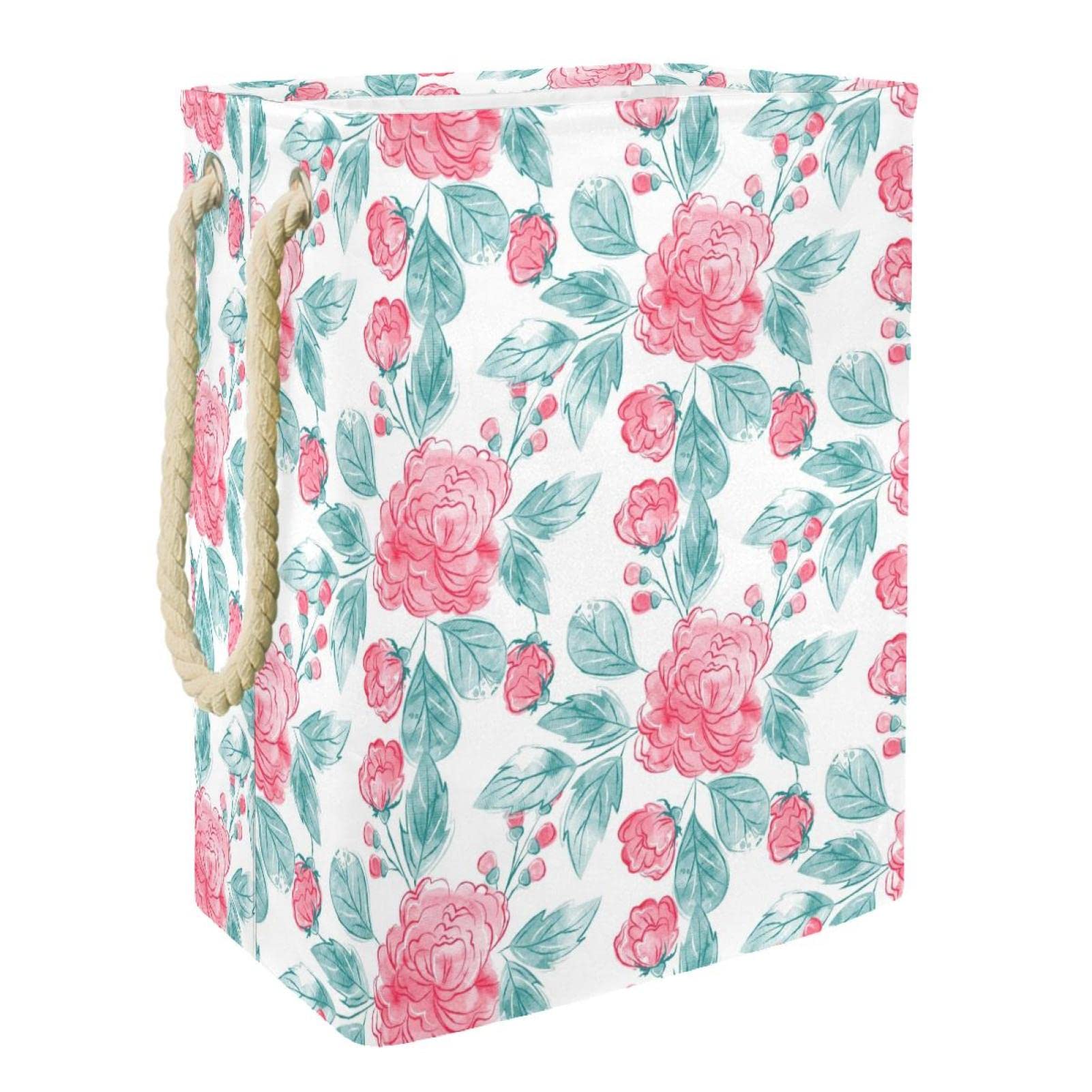 Panier à linge personnalisé pour salle de bain au motif floral