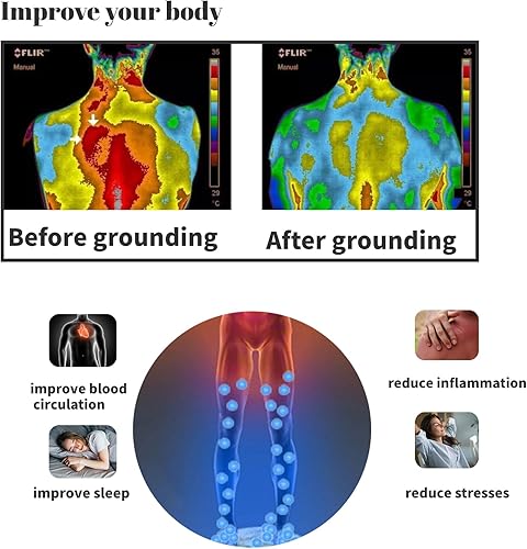 Miniatura 7 de Grounding Sheets - Sábana bajera ajustable de algodón orgánico + fibra plateada pura para mejorar la calidad del sueño y el bienestar (gris, Queen)